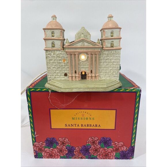 Santa Barbara Mission Ceramic Lighted Village House Midwest Cannon Falls w Box - Picture 2 of 8